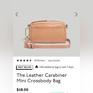 The Leather Carabiner Mini Crossbody Bag in Warm Hickory